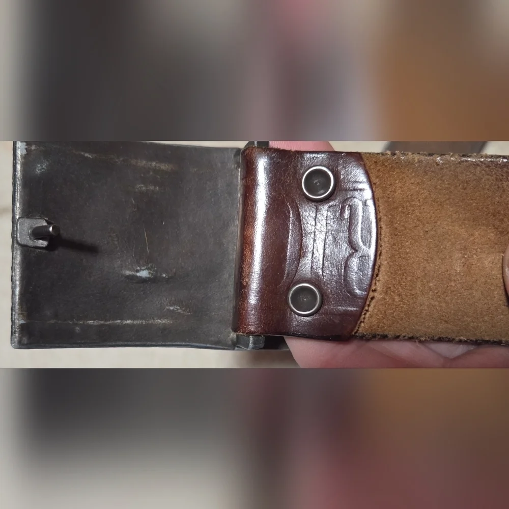 Vintage God Bless America Brown Leather Belt with Eagle Buckle